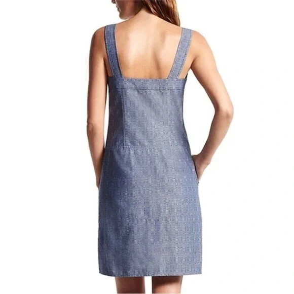 Derek Lam for DesigNation Womens Chambray Mini Jumper Lightweight Summer Dress 2 - Picture 2 of 10